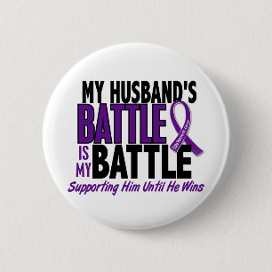 Badge Rond 5 Cm Mon de bataille Cancer pancréatique de mari trop