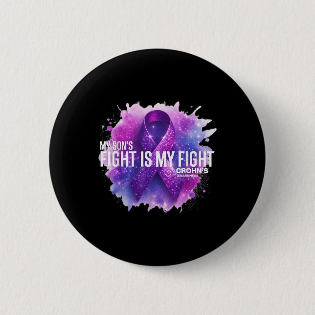 Badge Rond 5 Cm Mon Fils Combat Est Mon Combat Crohns Maladie Ibd  (Devant)