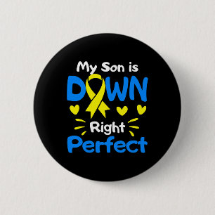 Badge Rond 5 Cm Mon Fils Est À Droite Parfait Jusqu'Au Syndrome