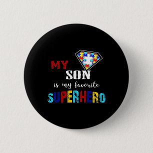 Badge Rond 5 Cm Mon Fils Est Ma Sensibilisation sur l'autisme Supe