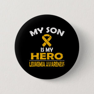 Badge Rond 5 Cm Mon Fils Est Mon Héros Leucémie Sensibilisation T