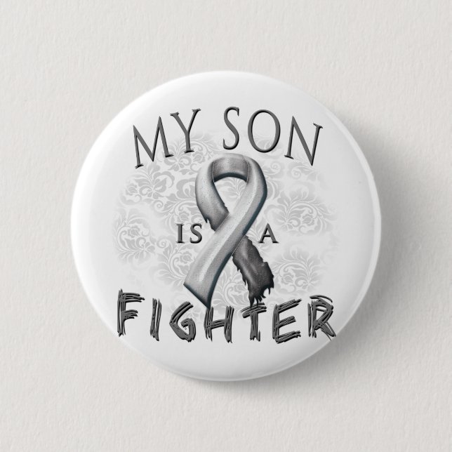 Badge Rond 5 Cm Mon fils est un gris de combattant (Devant)