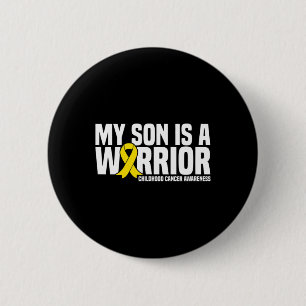 Badge Rond 5 Cm Mon Fils Est Un Guerrier Jaune Ruban Cancer De L'E