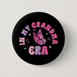 Badge Rond 5 Cm Mon grand-mère Era drôle Papillon Super Rétro Mère