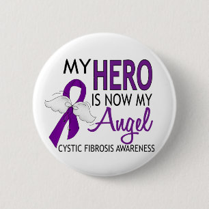 Badge Rond 5 Cm Mon héros est ma mucoviscidose d'ange