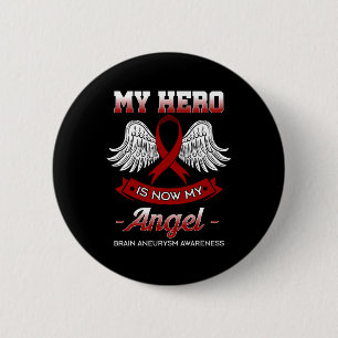 Badge Rond 5 Cm Mon Héros Est Maintenant Mon Ange Cerveau Aneurie