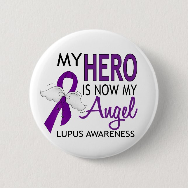 Badge Rond 5 Cm Mon héros est mon lupus d'ange (Devant)