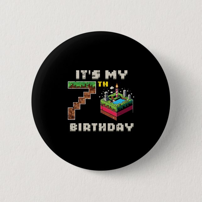 Badge Rond 5 Cm Mon jeu pixel de 7 ans pour mon 7ème anniversaire  (Devant)