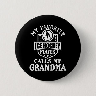 Badge Rond 5 Cm Mon Joueur De Hockey Favori M'Appelle Grand-Mère I