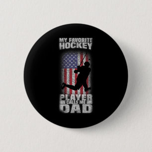 Badge Rond 5 Cm Mon Joueur De Hockey Favori M'Appelle Papa Drôle
