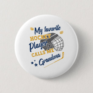 Badge Rond 5 Cm Mon joueur de hockey préféré m'appelle grand-mère,