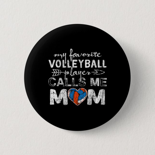 Badge Rond 5 Cm Mon Joueur de volley-ball préféré m'appelle Maman  (Devant)
