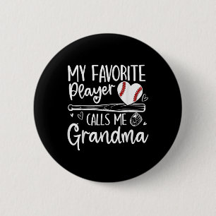 Badge Rond 5 Cm Mon joueur préféré m'appelle Grand-mère Baseball H