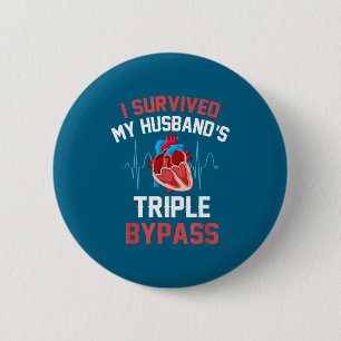 Badge Rond 5 Cm Mon mari survivant triple pontage cardiaque