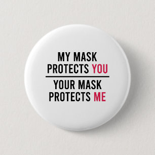 Badge Rond 5 Cm Mon Masque Vous Protège, Votre Masque Me Protège