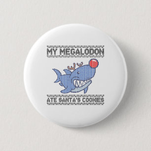 Badge Rond 5 Cm Mon mégalodon a mangé les cookies du Père Noël - M