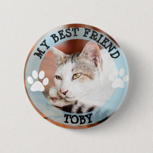 Badge Rond 5 Cm Mon meilleur ami, bouton de photo de chat de