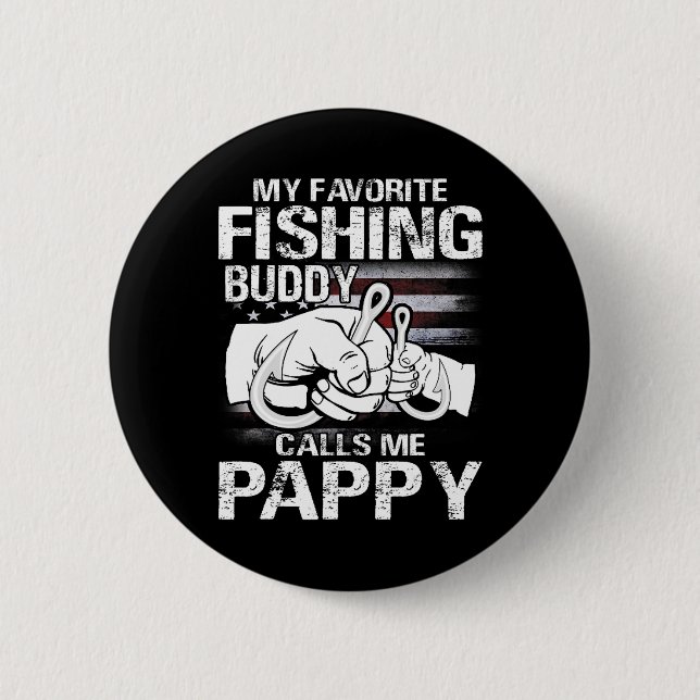 Badge Rond 5 Cm Mon meilleur compagnon de pêche m'appelle Pappy  (Devant)
