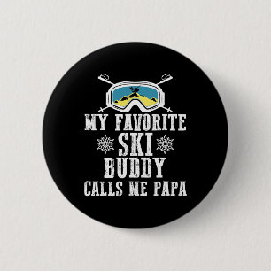 Badge Rond 5 Cm Mon meilleur pote de ski m'appelle Papa Drôle Mont