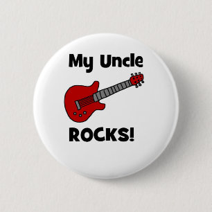 Badge Rond 5 Cm Mon oncle Rocks ! avec la guitare