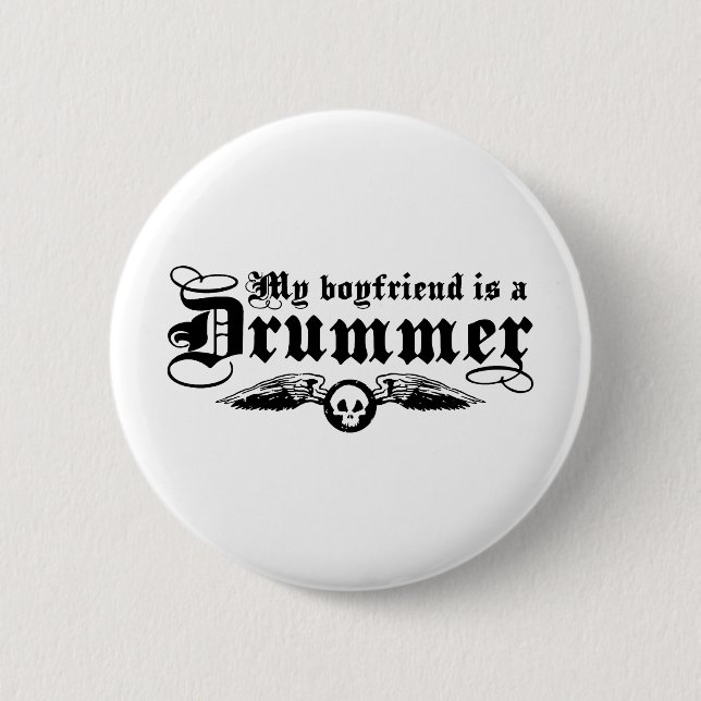 Badge Rond 5 Cm Mon Petit Ami Est Un Batteur (Devant)