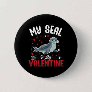Badge Rond 5 Cm Mon Phoque Est Mon Valentin Mignons Amoureux D'ani