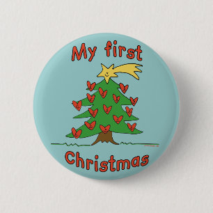 Badge Rond 5 Cm Mon premier Noël (conception heureuse d'arbre)