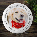 Badge Rond 5 Cm Mon premier Noël pour toujours Accueil Moderne Pho<br><div class="desc">Ce design simple et classique est composé de typographie serif et d'ajouter une photo personnalisée. "Mon premier Noël dans ma maison à jamais" encercle la photo personnalisée.</div>
