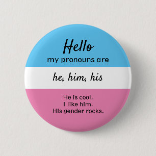 Badge Rond 5 Cm Mon Pronouns Button, Il Pronounouns