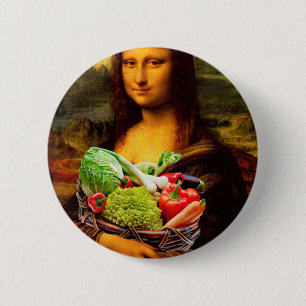 Badge Rond 5 Cm Mona Lisa aime les légumes