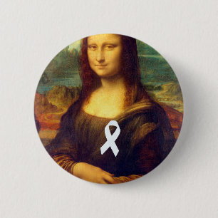 Badge Rond 5 Cm Mona Lisa Au Ruban Blanc