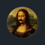 Badge Rond 5 Cm Mona Lisa Avec Moustache<br><div class="desc">jamais mieux que la gioconda avec son visage souriant et doux fête des pères heureuse : -)</div>