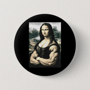 Badge Rond 5 Cm Mona Lisa Bodybuilding Parodie Leonardo Da Vinci M