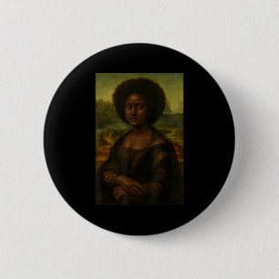 Badge Rond 5 Cm Mona Lisa noire Afro Africaine Mélanine Histoire d