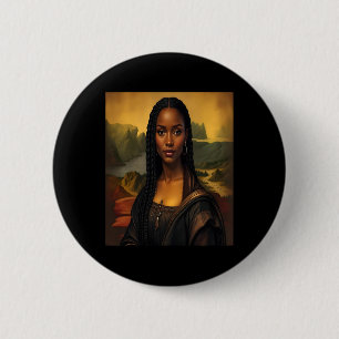 Badge Rond 5 Cm Mona Lisa noire Histoire noire Reine africaine 1
