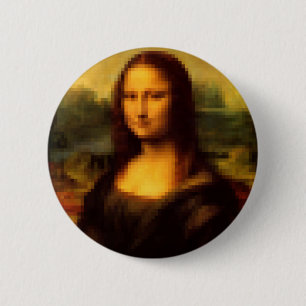 Badge Rond 5 Cm Mona Lisa pixelisée