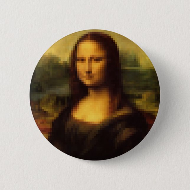 Badge Rond 5 Cm Mona Lisa Pixellée (Devant)