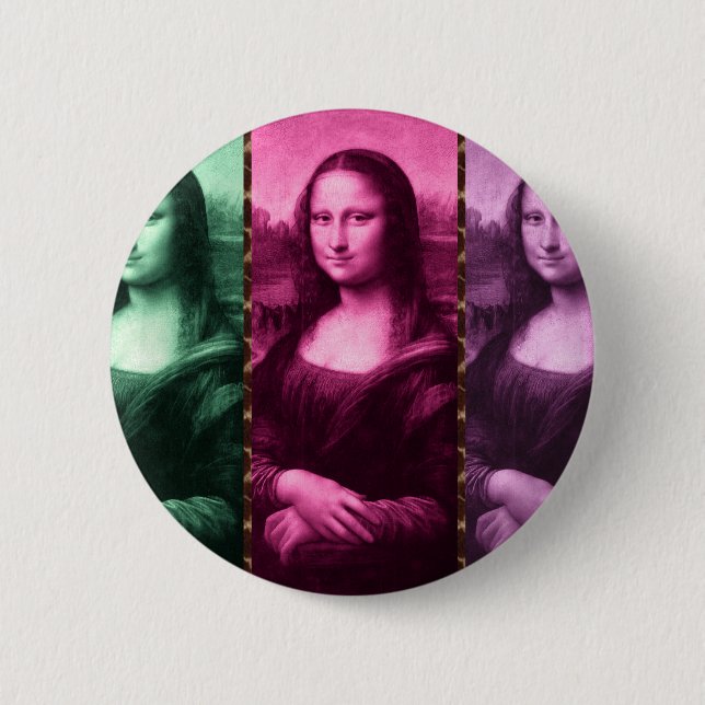Badge Rond 5 Cm Mona Lisa Poster de animal rose rose violet (Devant)