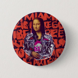Badge Rond 5 Cm Mona Lisa Punk Art