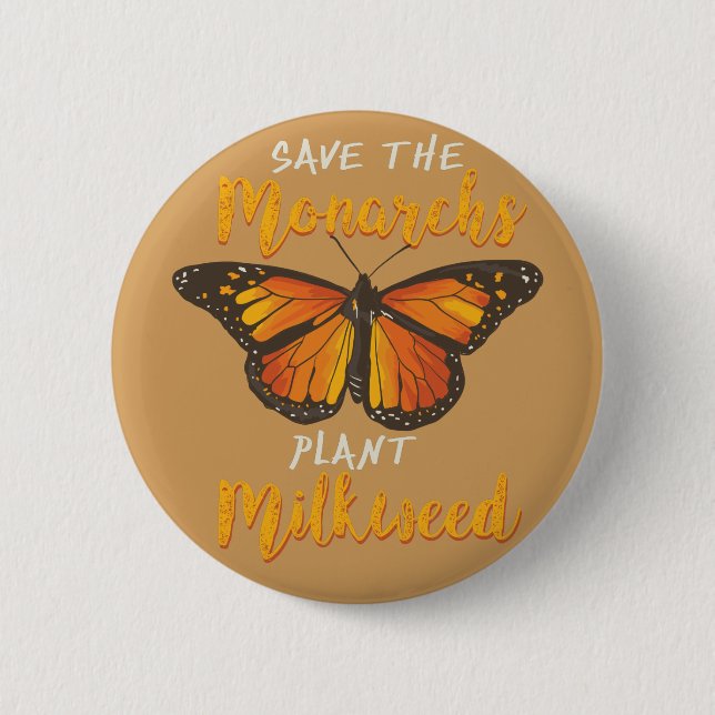 Badge Rond 5 Cm Monarch Butterfly. Save the Monarchs (Devant)