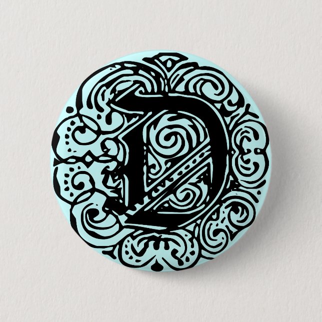 Badge Rond 5 Cm Monarchie Noir "D" (Devant)