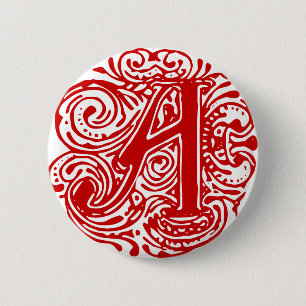 Badge Rond 5 Cm Monarchie Rouge "A"