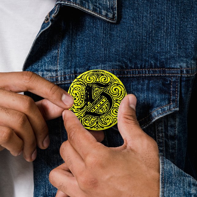 Badge Rond 5 Cm Monarchie "S" (S Monogram fancy text monarchia pinback button badge
)