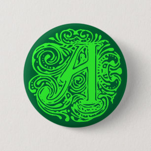 Badge Rond 5 Cm Monarchie verte "A"