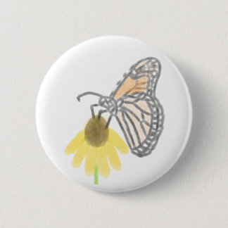 Badge Rond 5 Cm Monarque papillon et Black Eyed Susan