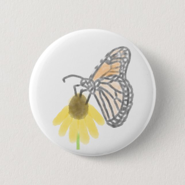 Badge Rond 5 Cm Monarque papillon et Black Eyed Susan (Devant)