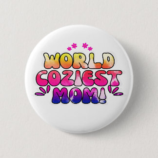 Badge Rond 5 Cm Monde Coziest Maman - Coloré Floral Retro