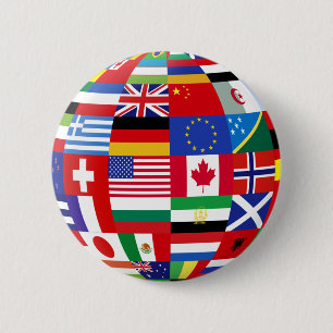 Badge Rond 5 Cm Monde de bouton de drapeaux