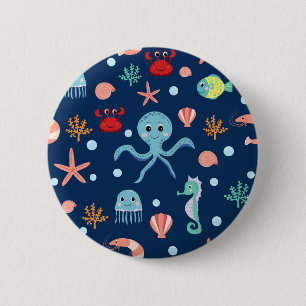 Badge Rond 5 Cm Monde marin