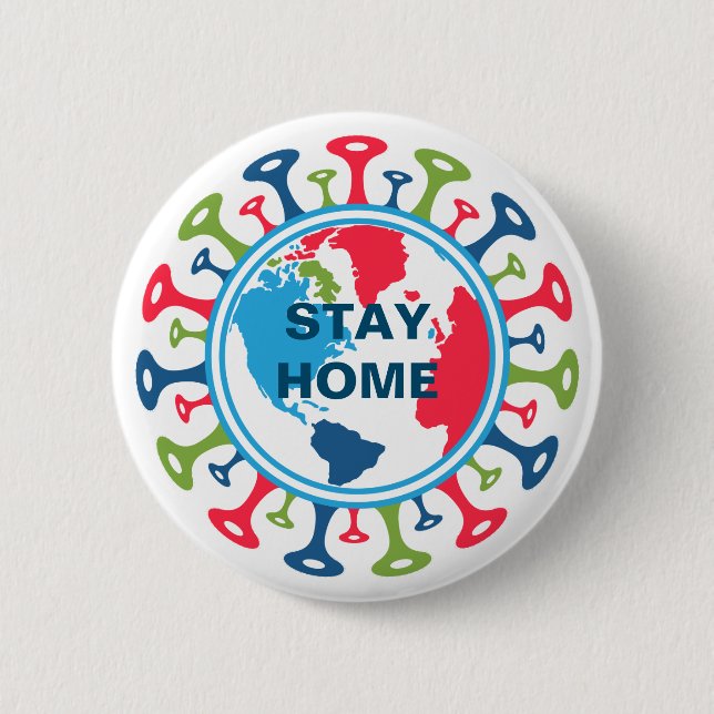 Badge Rond 5 Cm Monde pandémique du virus de Corona (Devant)